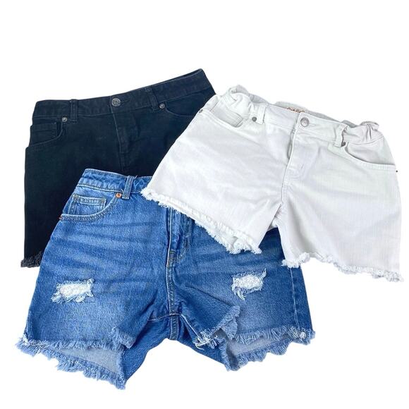 Lot of 3 Cat & Jack Girls Multicolor Distressed Cut Off Denim Jeans Shorts Sz XL - Picture 1 of 13